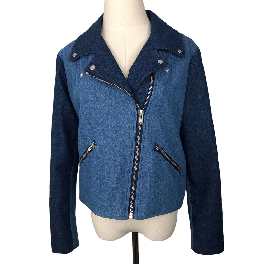 Wythe NY Denim Jacket Blue Cotton Asymmetric Zipper Front